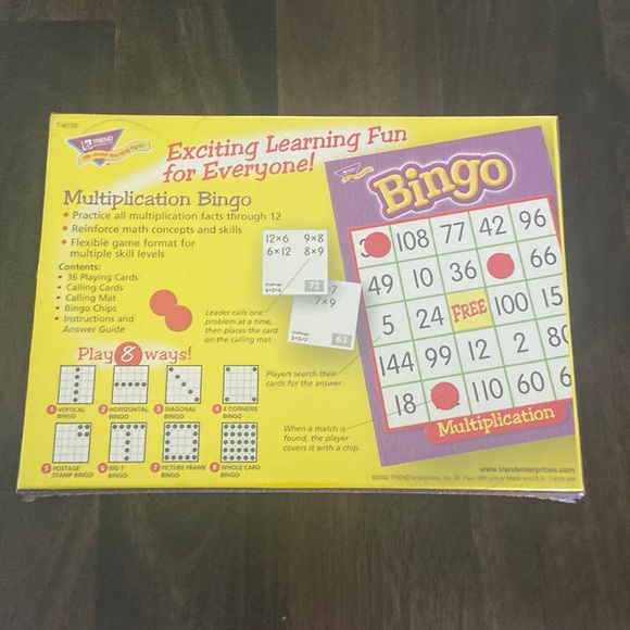 TREND multiplication BINGO educational fun! NEW NEVER OPENED - Picture 4 of 5